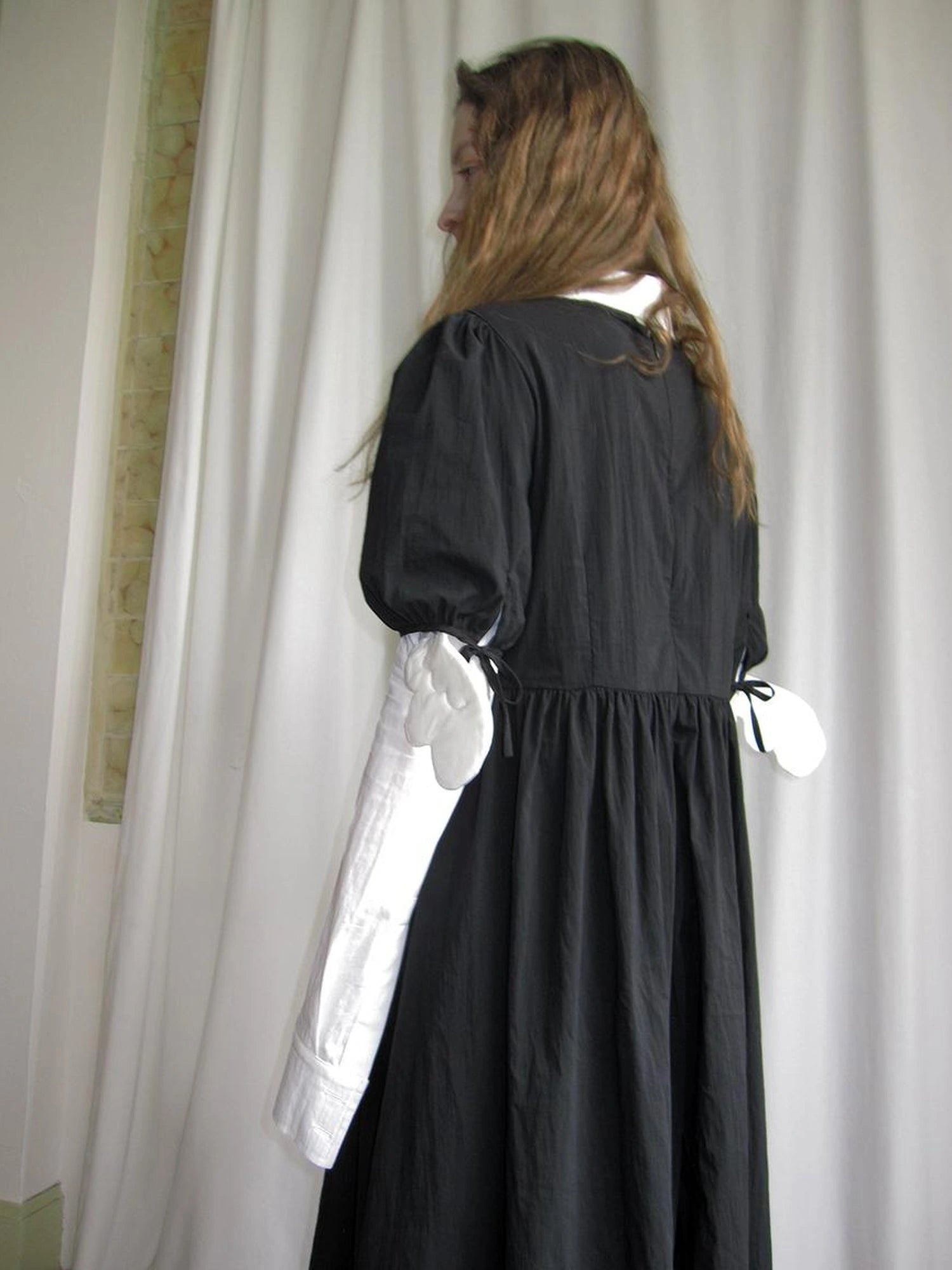 Angel S Tears Tempera Print T Shirt Dress V Neck Long Sleeve