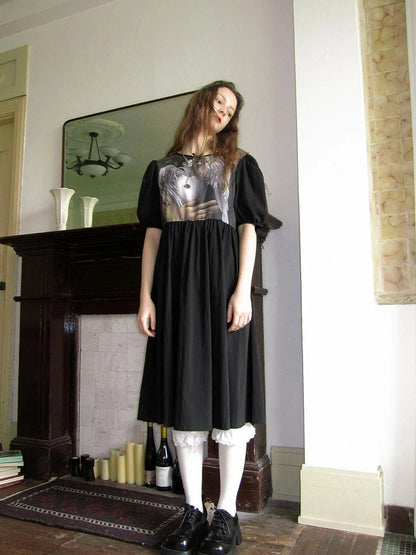 Angel S Tears Tempera Print T Shirt Dress V Neck Long Sleeve