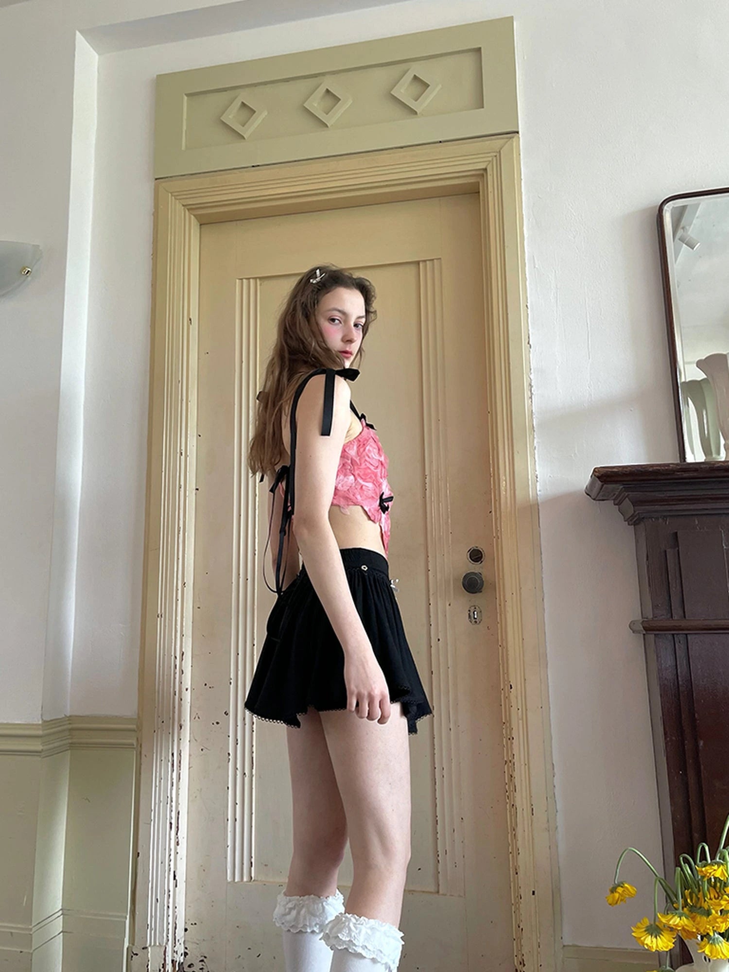 Angel Tear Rose Jacquard Bow Tie Vest