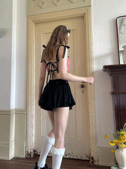 Angel Tear Rose Jacquard Bow Tie Vest