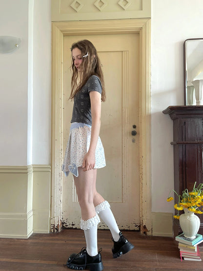 Angel Tears Bear Print Dot T-shirt