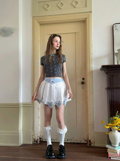 Angel Tears Bear Print Dot T-shirt