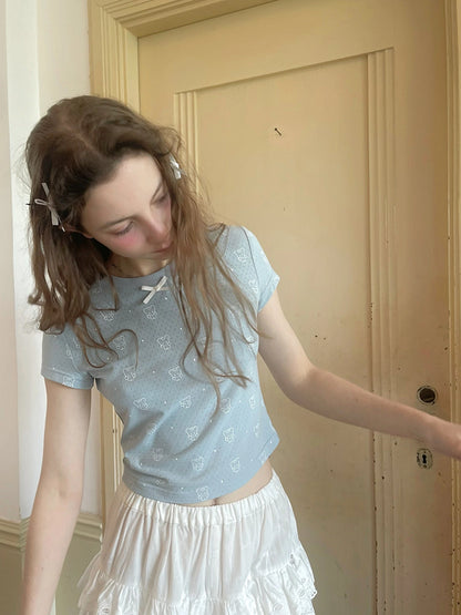 Angel Tears Bear Print Dot T-shirt