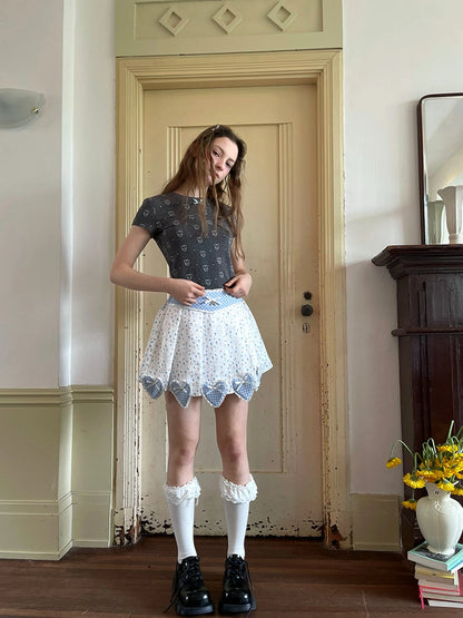 Angel Tears Bear Print Dot T-shirt