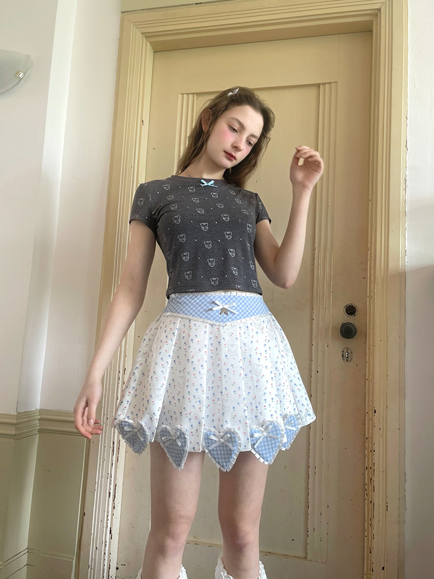 Daytoday Angel Tears Bear Print Dot T-shirt