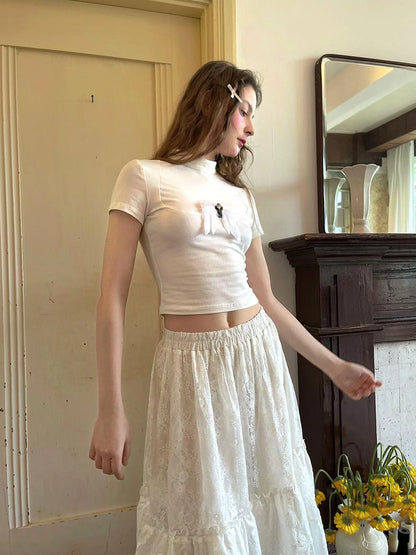 Angel Tears Feather Cross Dark Graphic Cotton T-Shirt