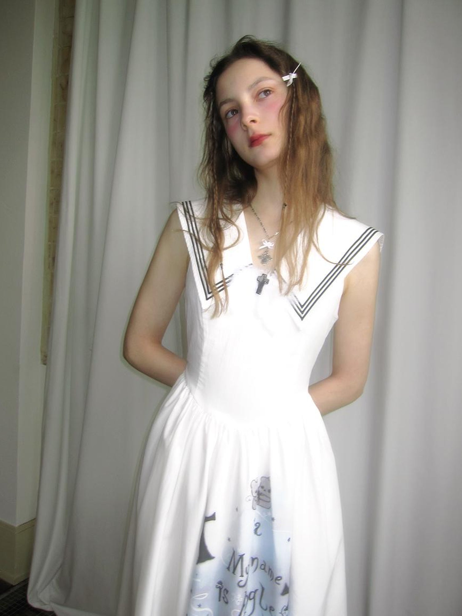 Daytoday Angel Tears Feather Cross Sleeveless V Neck Dress