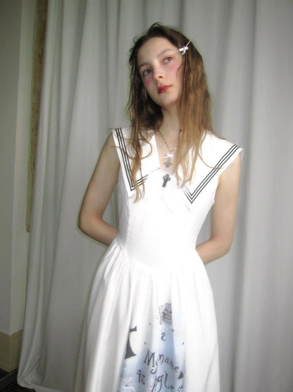 Angel Tears Feather Cross Sleeveless V Neck Dress