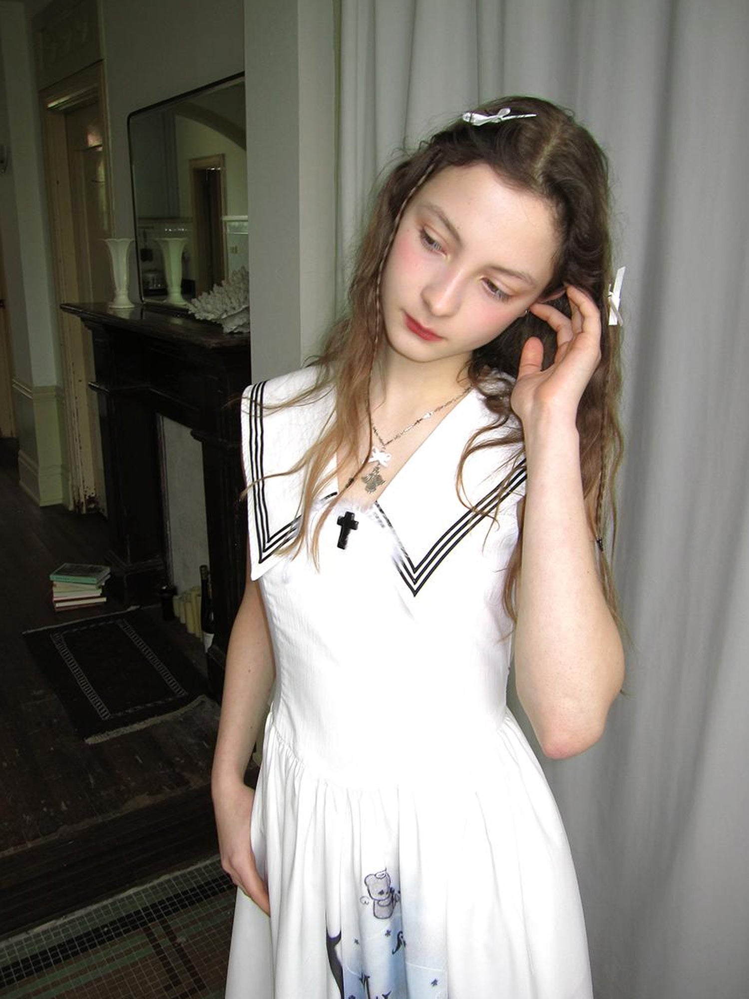Daytoday Angel Tears Feather Cross Sleeveless V Neck Dress