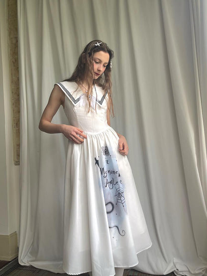 Daytoday Angel Tears Feather Cross Sleeveless V Neck Dress