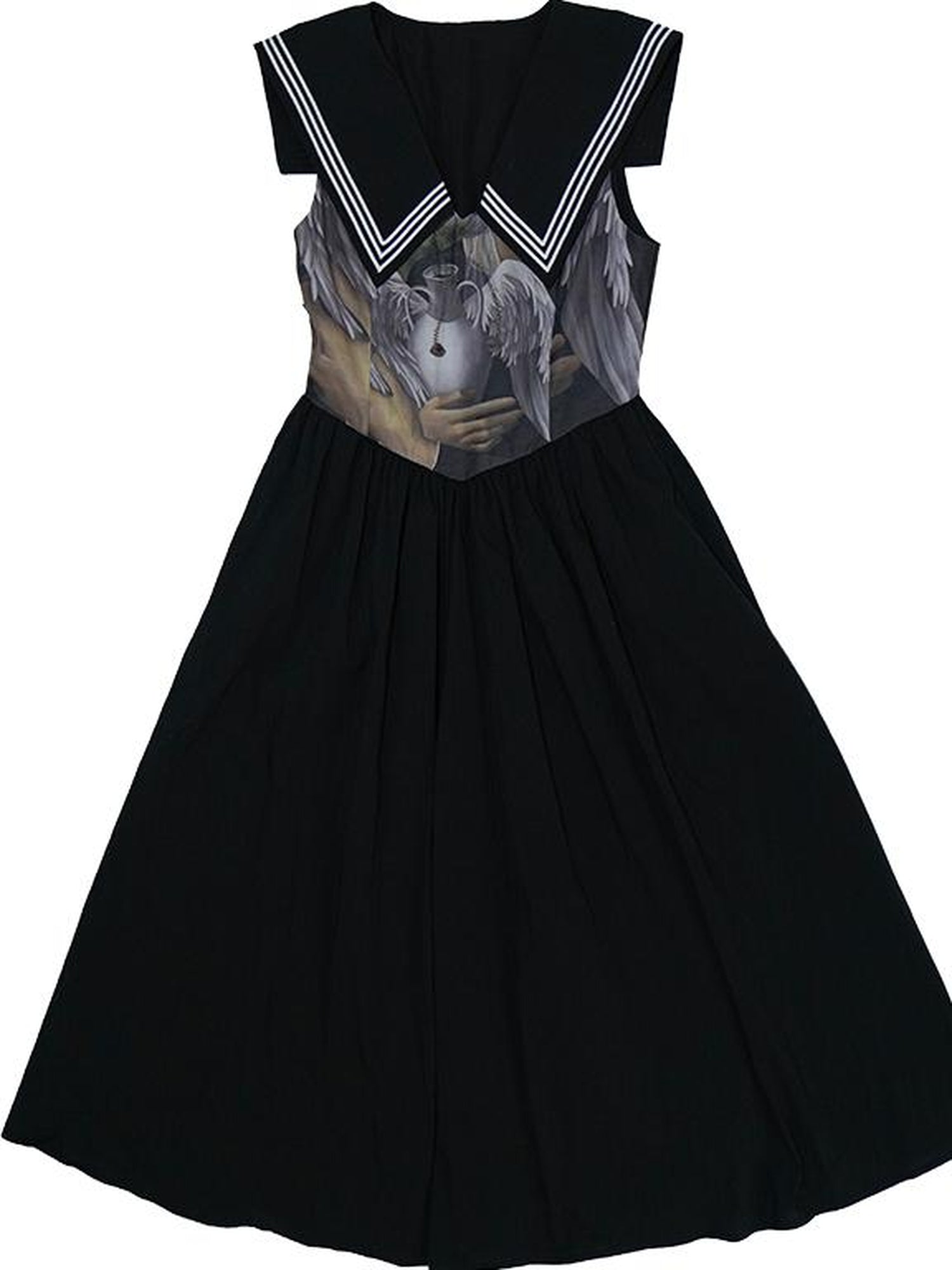 Daytoday Angel Tears Feather Cross Sleeveless V Neck Dress