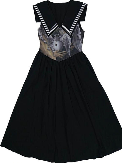 Angel Tears Feather Cross Sleeveless V Neck Dress