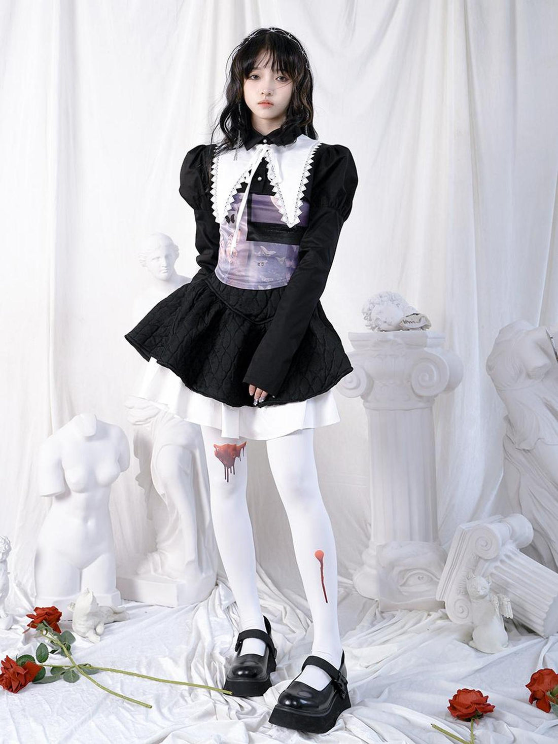 Daytoday Bloodstained Butterfly Velvet Pantyhose