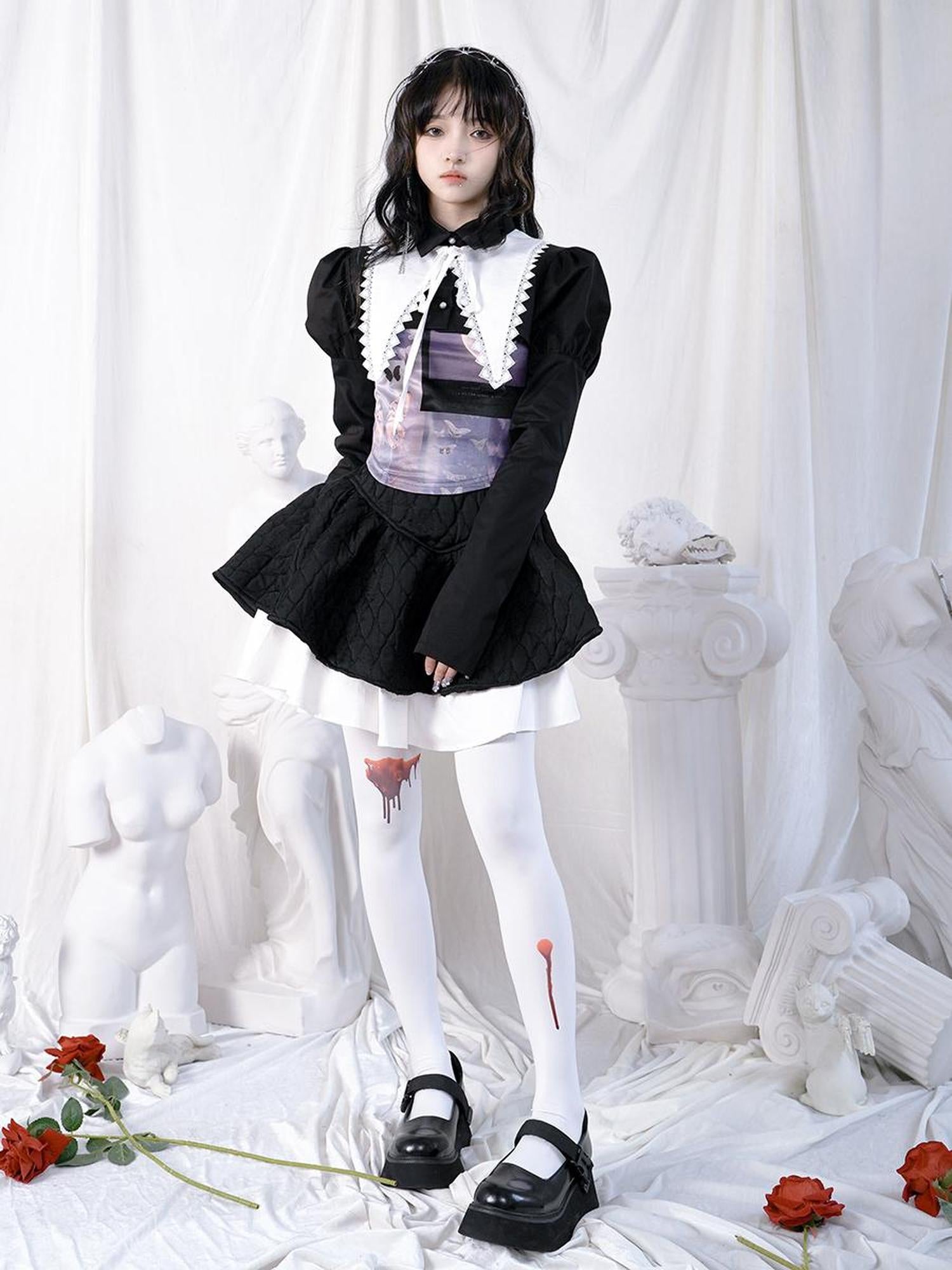 Daytoday Bloodstained Butterfly Velvet Pantyhose