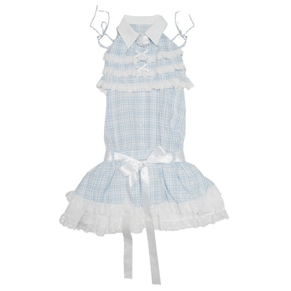 Daytoday_Blue_Check_Lace_Trim_Low_Waist_Sleeveless_V-neck_Dress_MISSTT