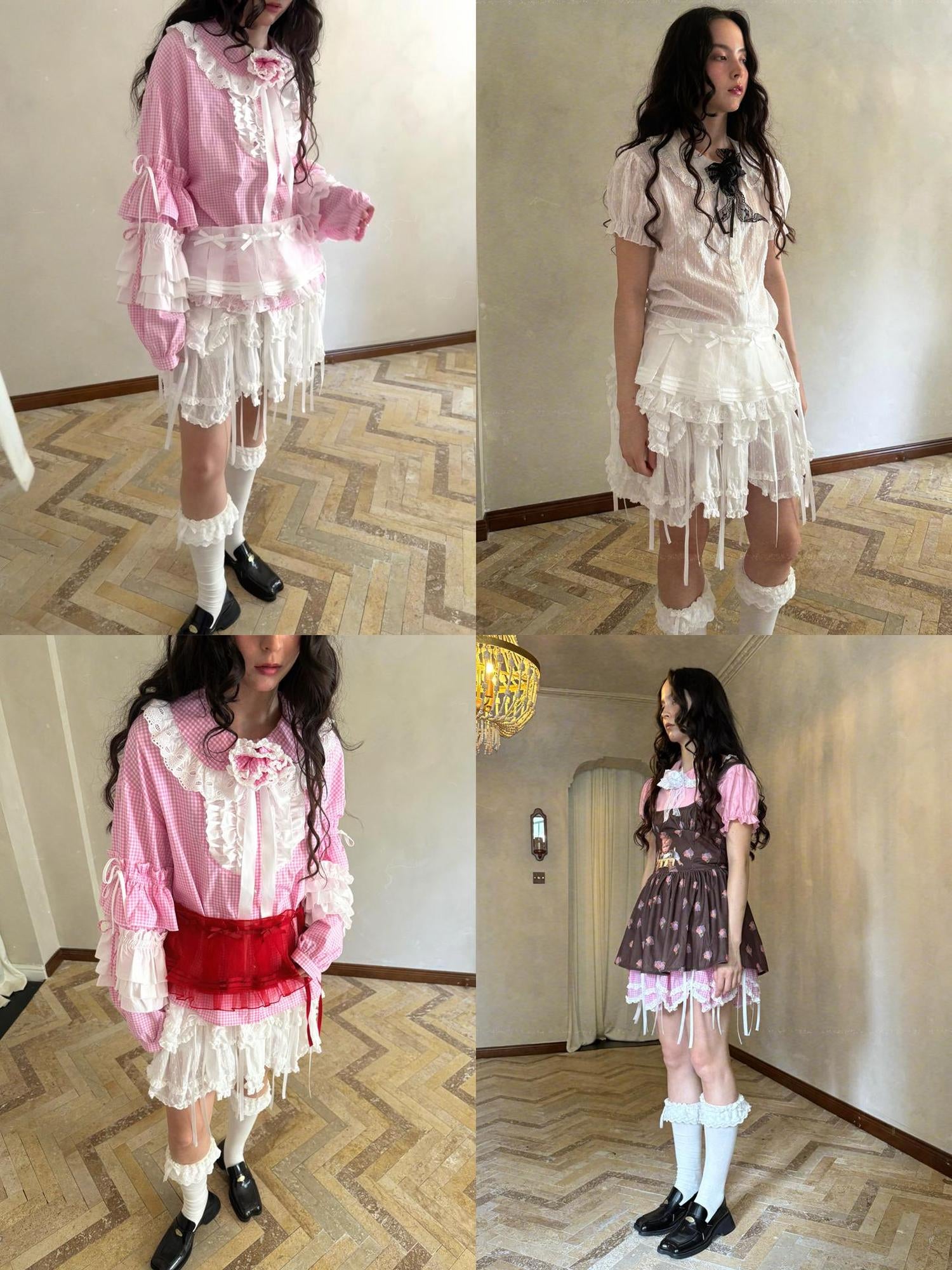 Daytoday Butterfly Bow Double Layer Plaid Mini Skirt