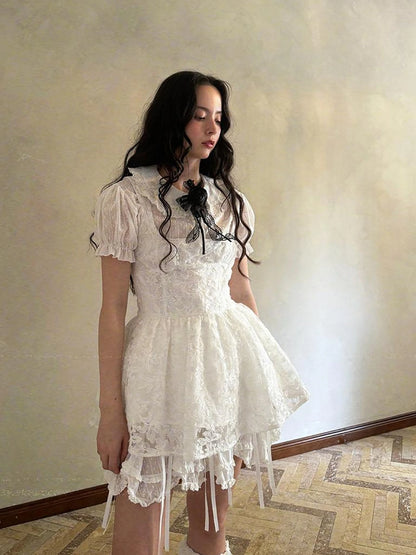 Butterfly Bow Double Layer Plaid Mini Skirt