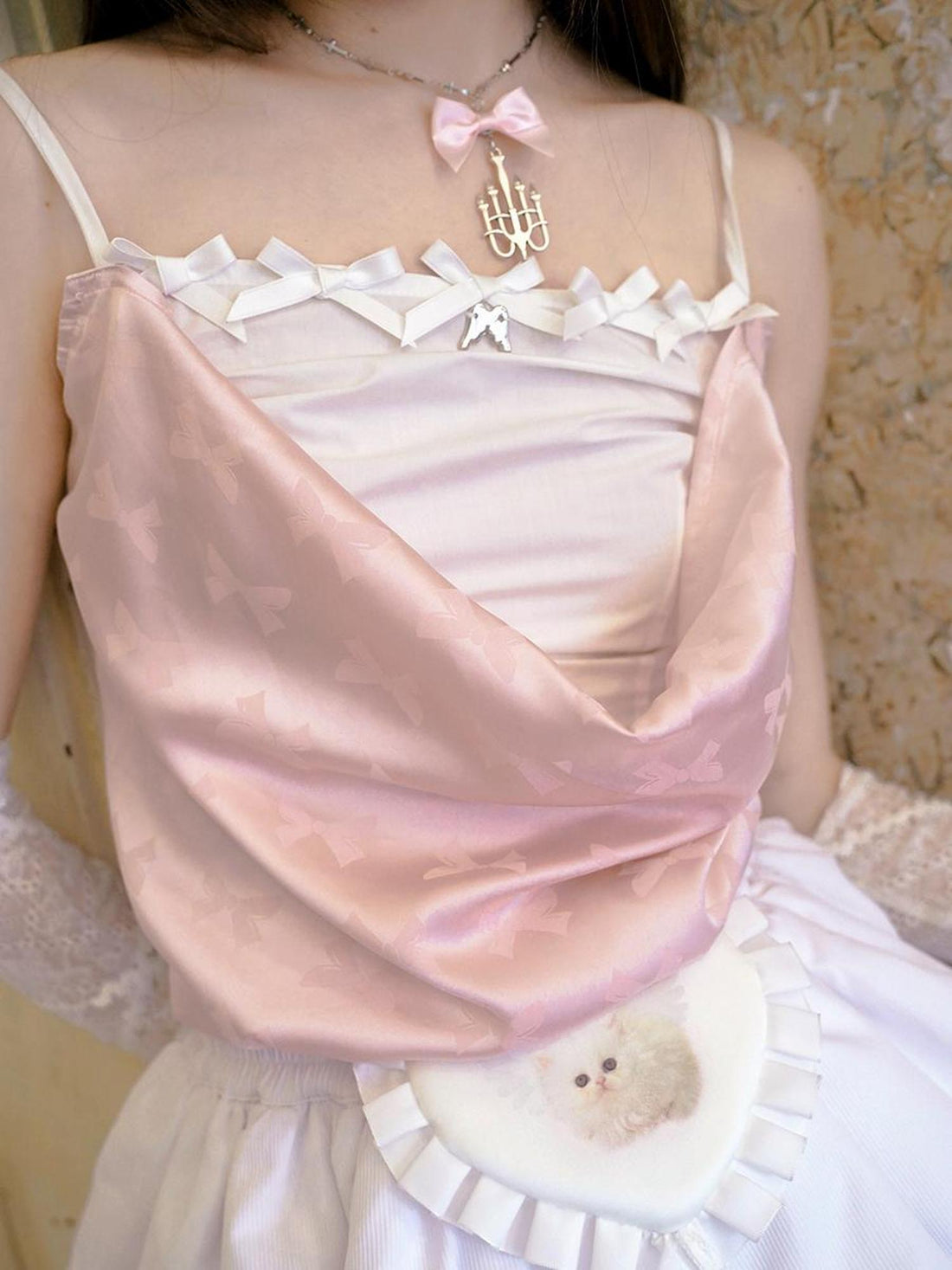 Daytoday Butterfly Bow Draped Neck Cami Top For Ballet Style