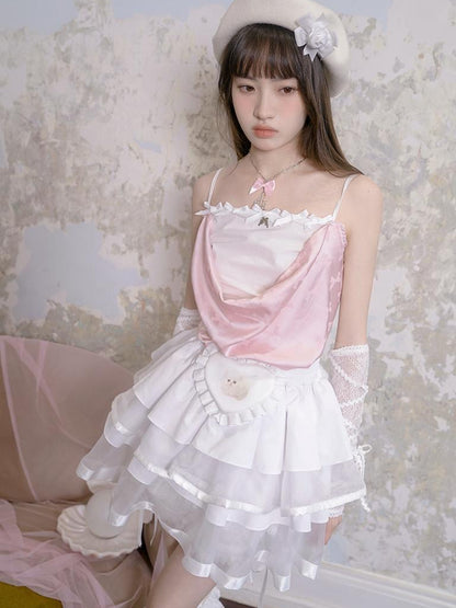 Daytoday Butterfly Bow Draped Neck Cami Top For Ballet Style
