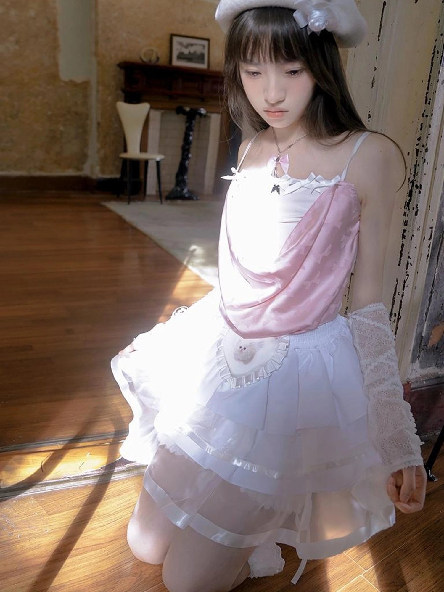 Butterfly Bow Draped Neck Cami Top For Ballet Style