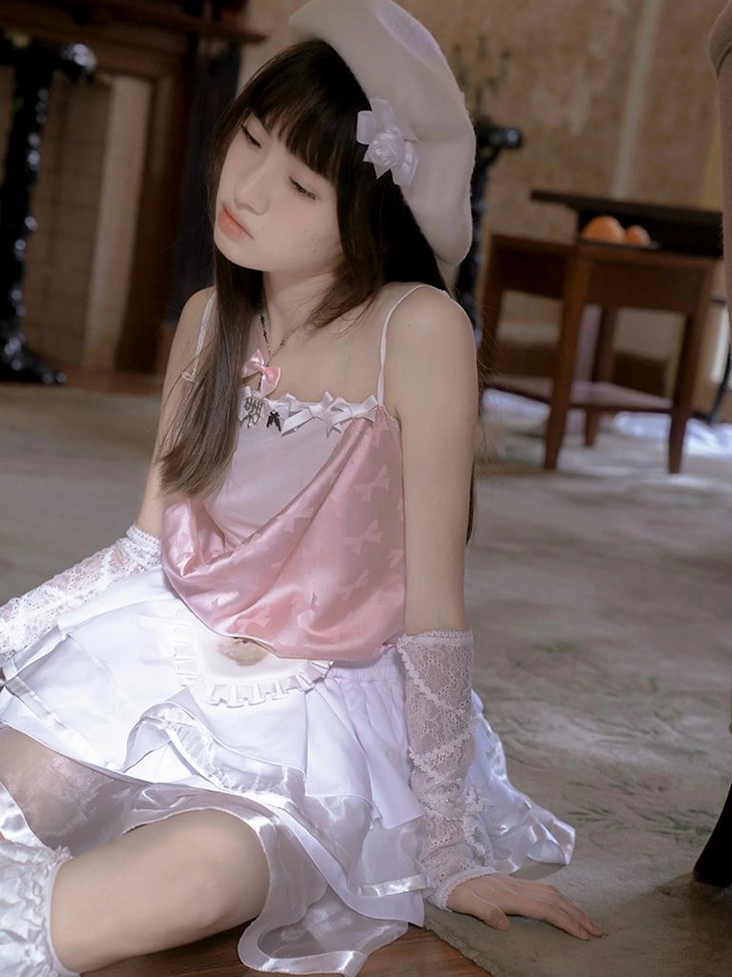 Butterfly Bow Draped Neck Cami Top For Ballet Style