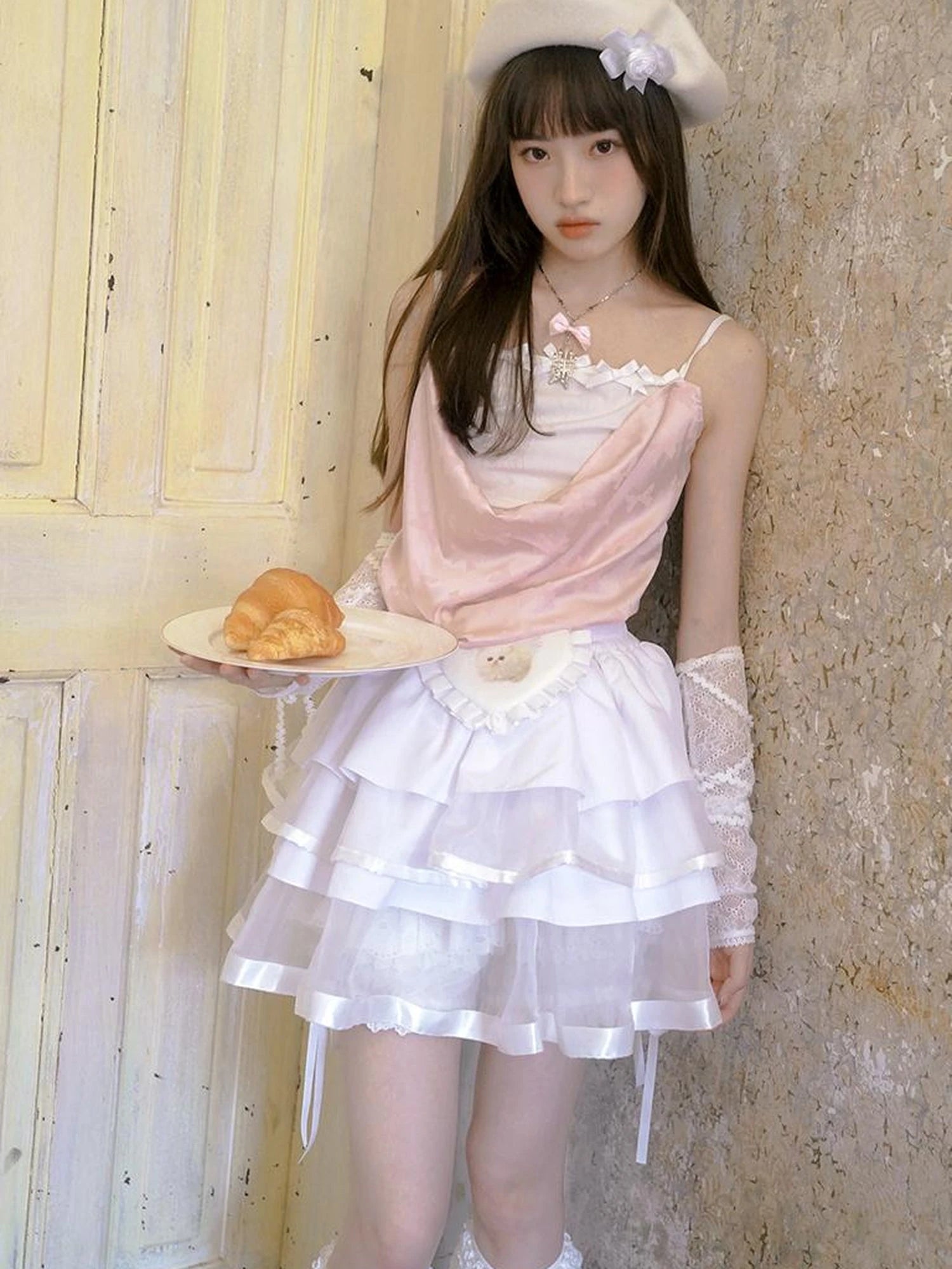 Butterfly Bow Draped Neck Cami Top For Ballet Style