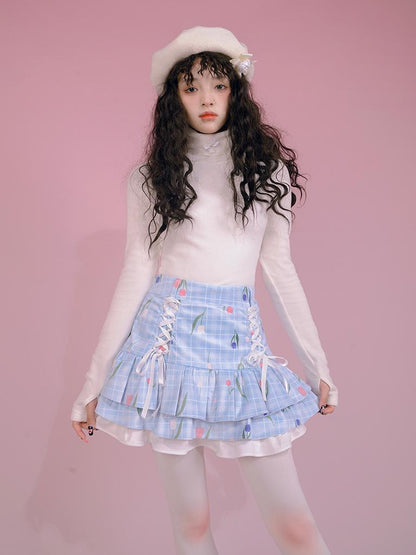 Daytoday Butterfly Bow Ribbed High Neck Long Sleeve Top