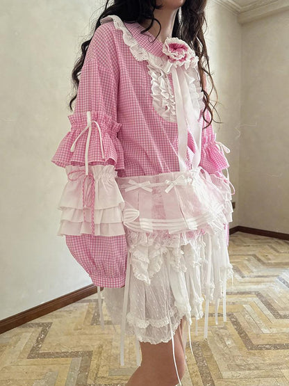 Daytoday Butterfly Bow Sheer Pleated Mini Skirt Layered Frill
