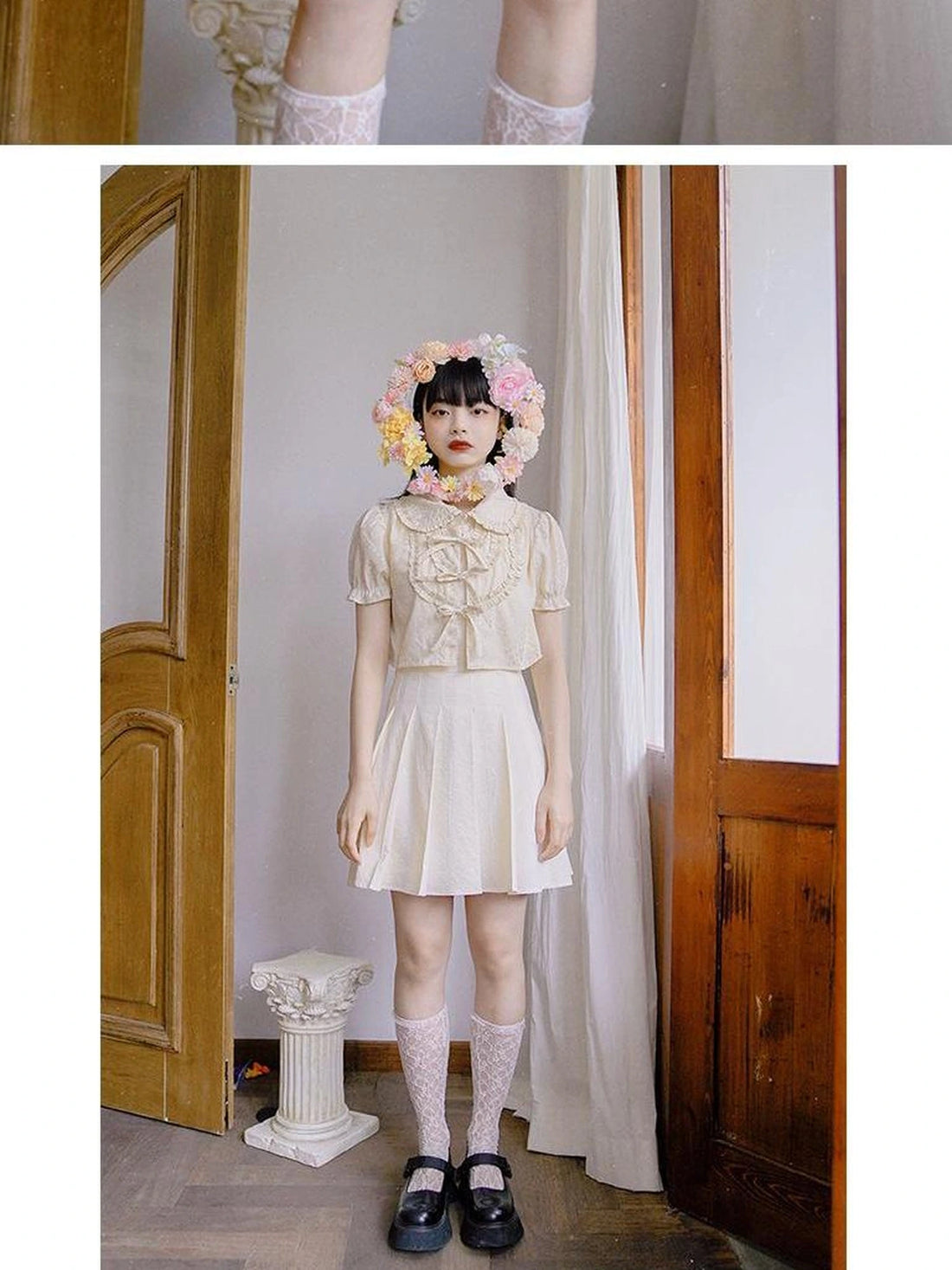 Butterfly Bow Short Shirt Blouse