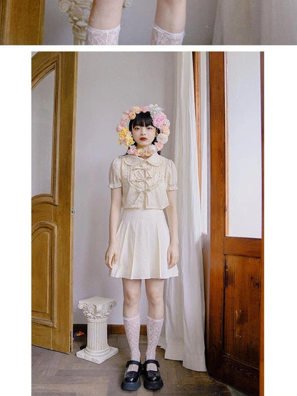 Butterfly Bow Short Shirt Blouse