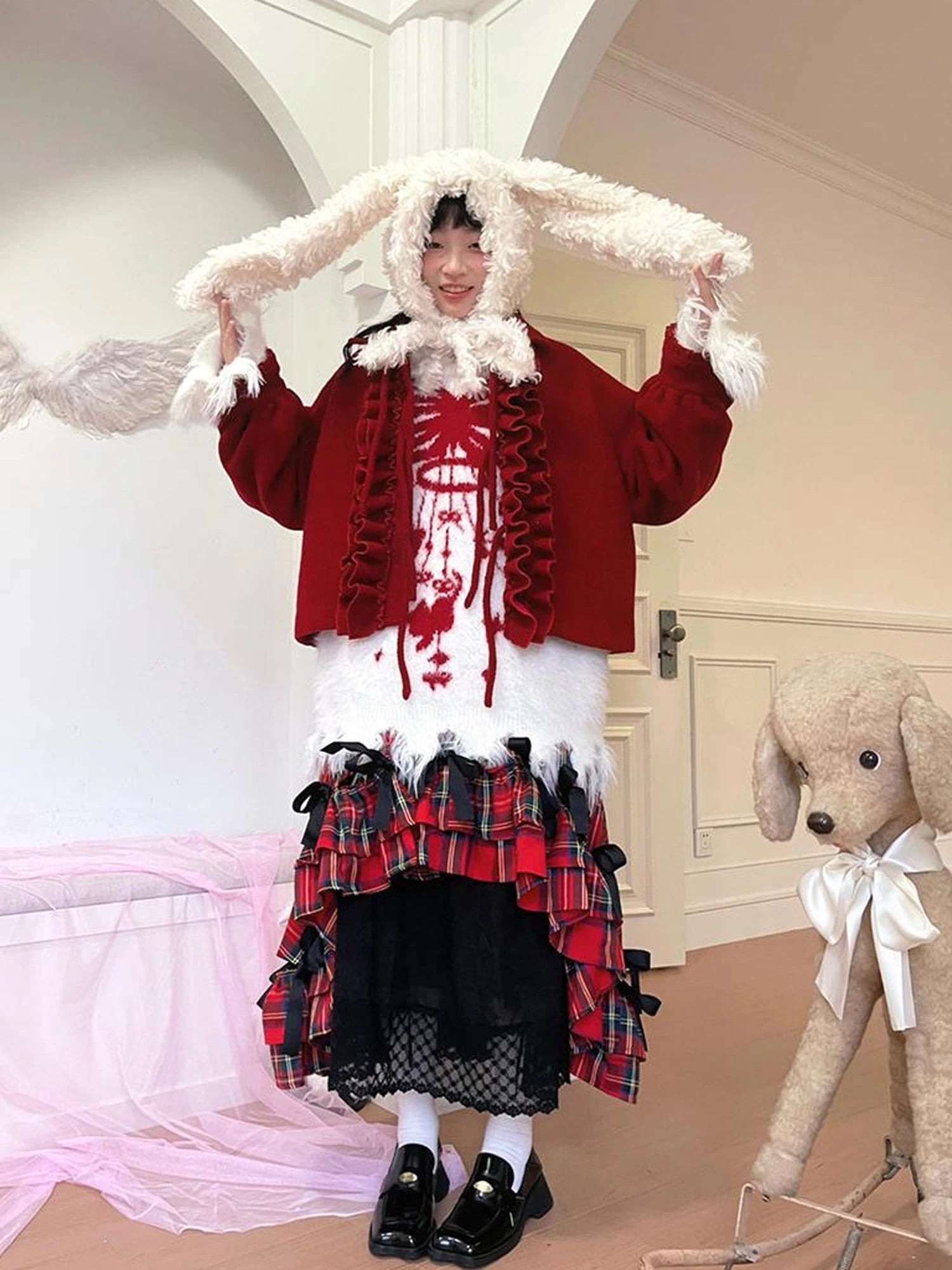 Butterfly Bow Tie Dyed Long Pile Sweater