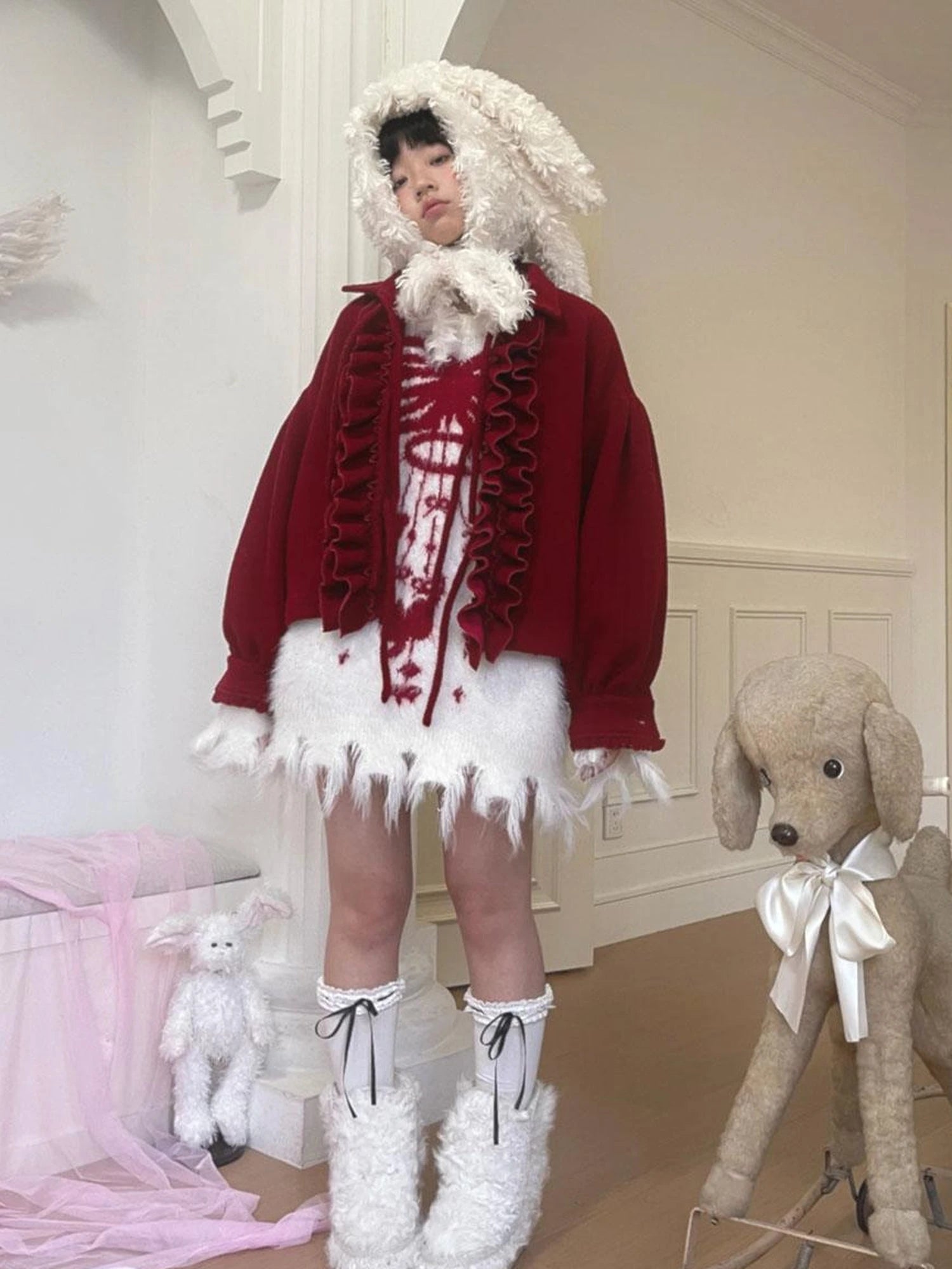 Butterfly Bow Tie Dyed Long Pile Sweater