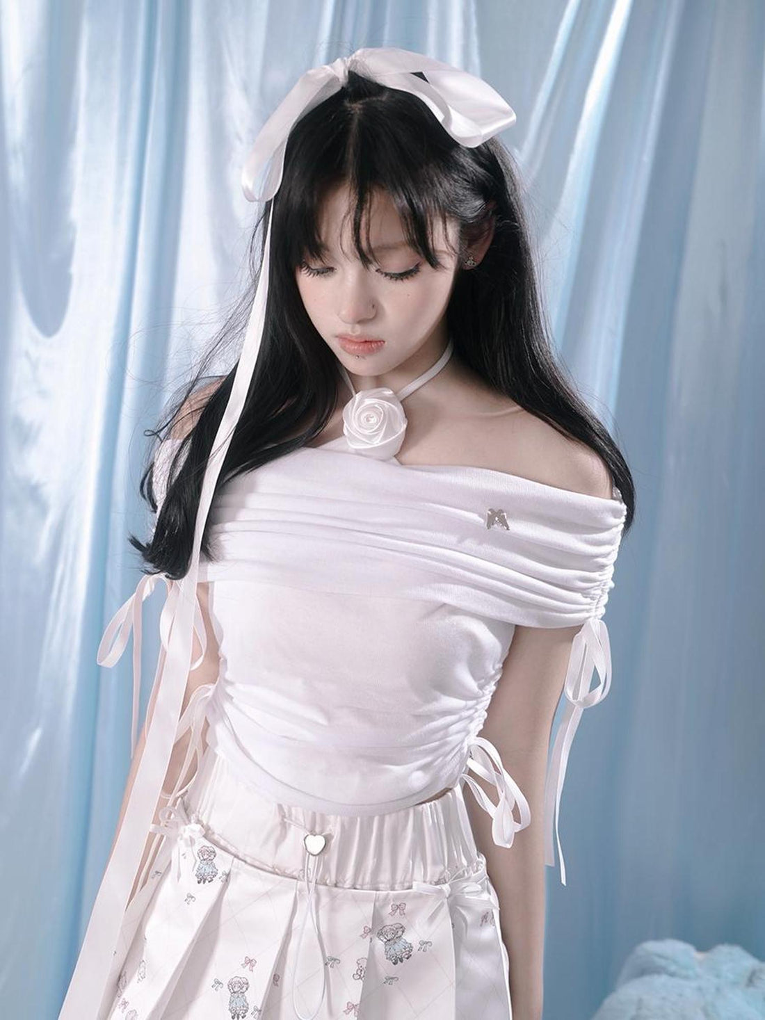 Daytoday Butterfly Bow Tie Front Ballet Crop Top