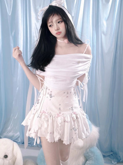 Butterfly Bow Tie Front Ballet Crop Top