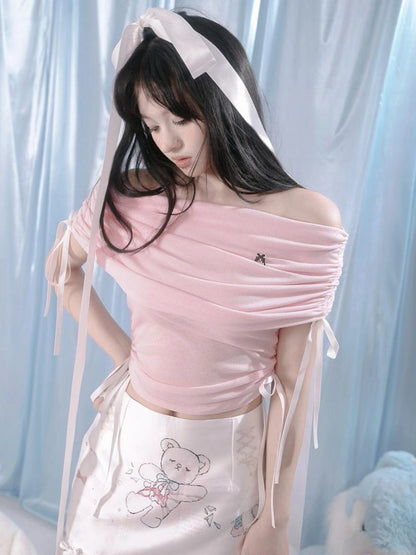 Butterfly Bow Tie Front Ballet Crop Top