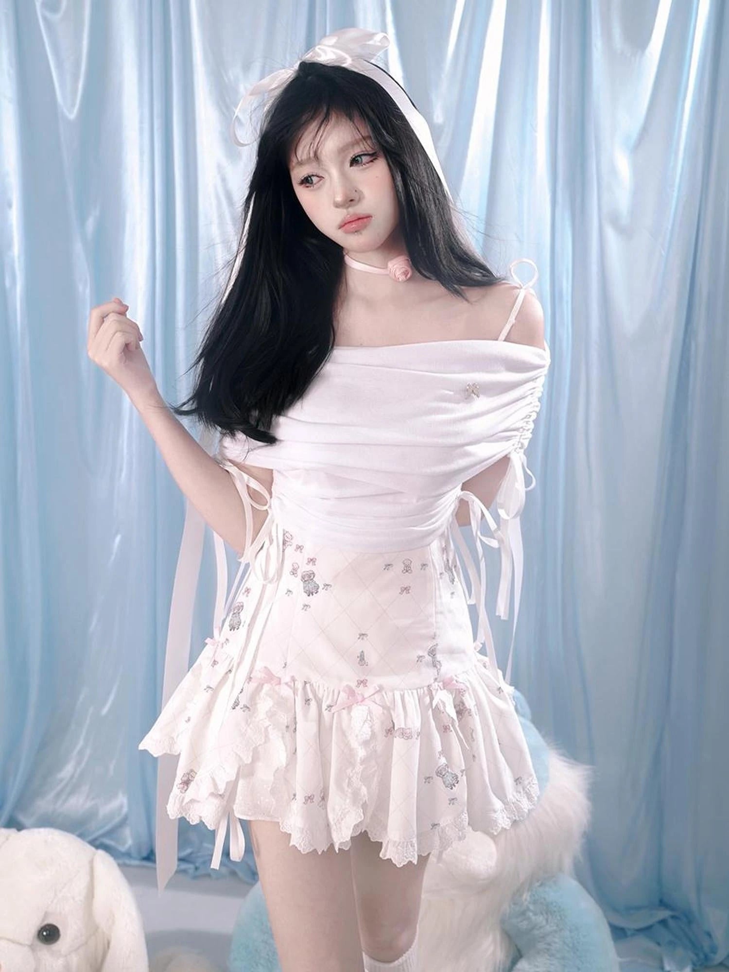 Butterfly Bow Tie Front Ballet Crop Top