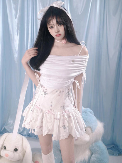 Butterfly Bow Tie Front Ballet Crop Top