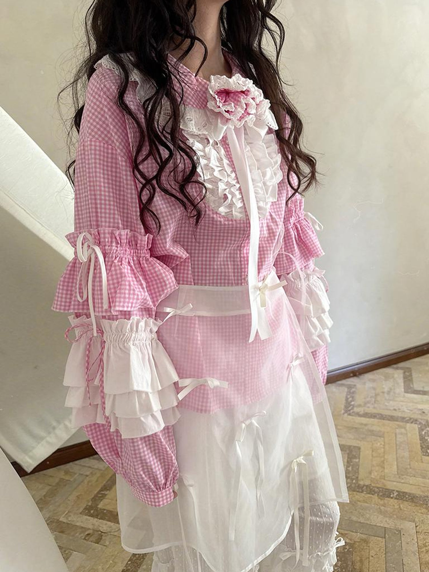 Daytoday Butterfly Bow Transparent Print Apron Skirt