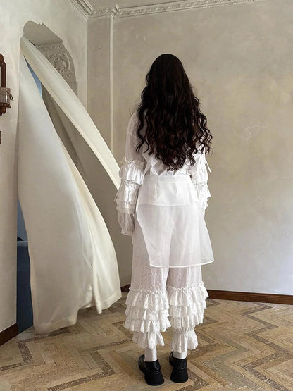 Butterfly Bow Transparent Print Apron Skirt