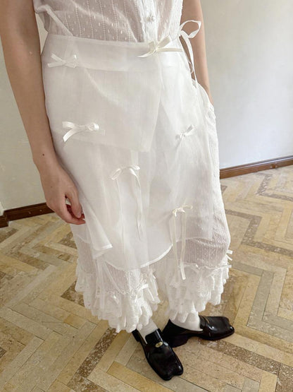 Daytoday Butterfly Bow Transparent Print Apron Skirt