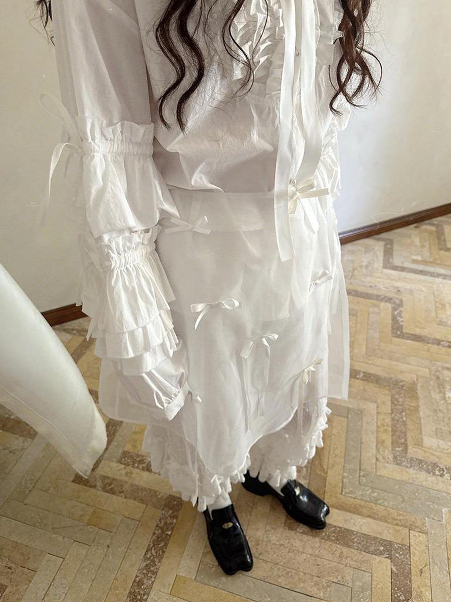 Daytoday Butterfly Bow Transparent Print Apron Skirt