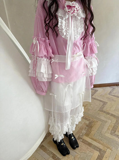 Butterfly Bow Transparent Print Apron Skirt