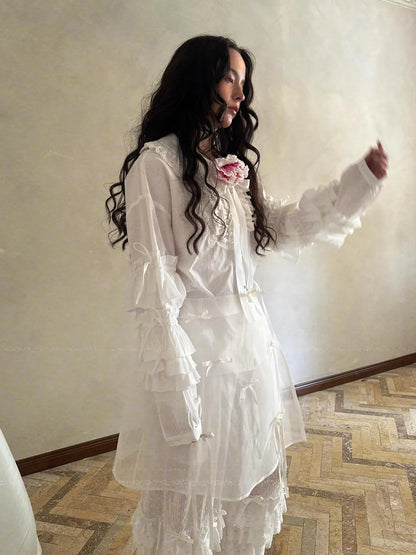 Butterfly Bow Transparent Print Apron Skirt