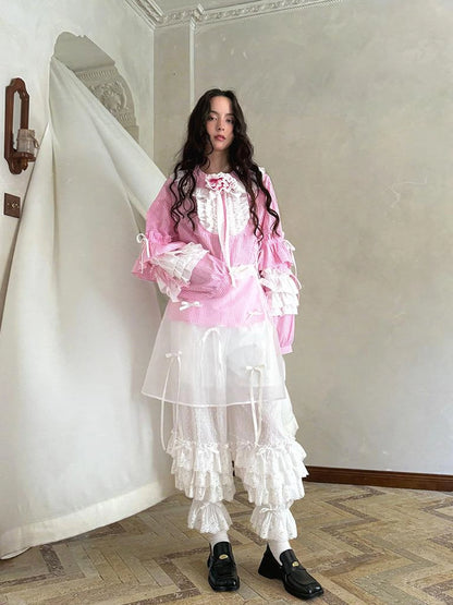 Butterfly Bow Transparent Print Apron Skirt