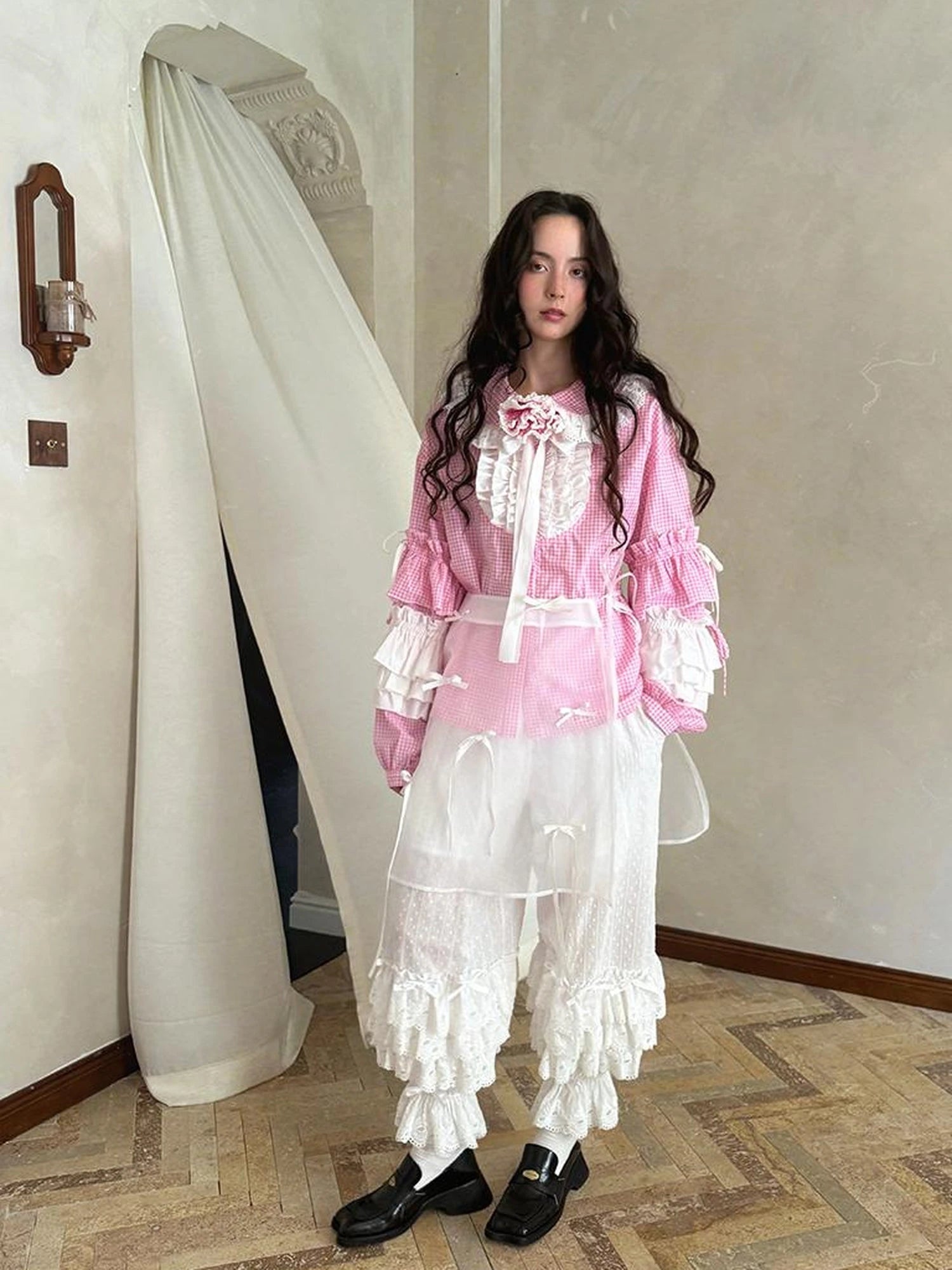 Butterfly Bow Transparent Print Apron Skirt