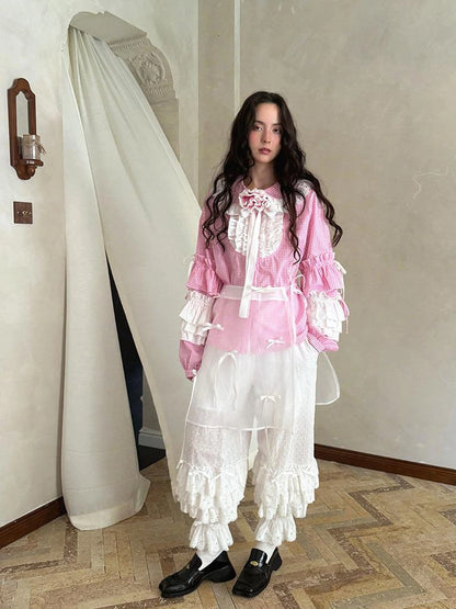 Butterfly Bow Transparent Print Apron Skirt