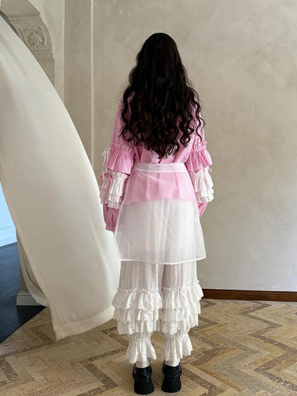 Butterfly Bow Transparent Print Apron Skirt