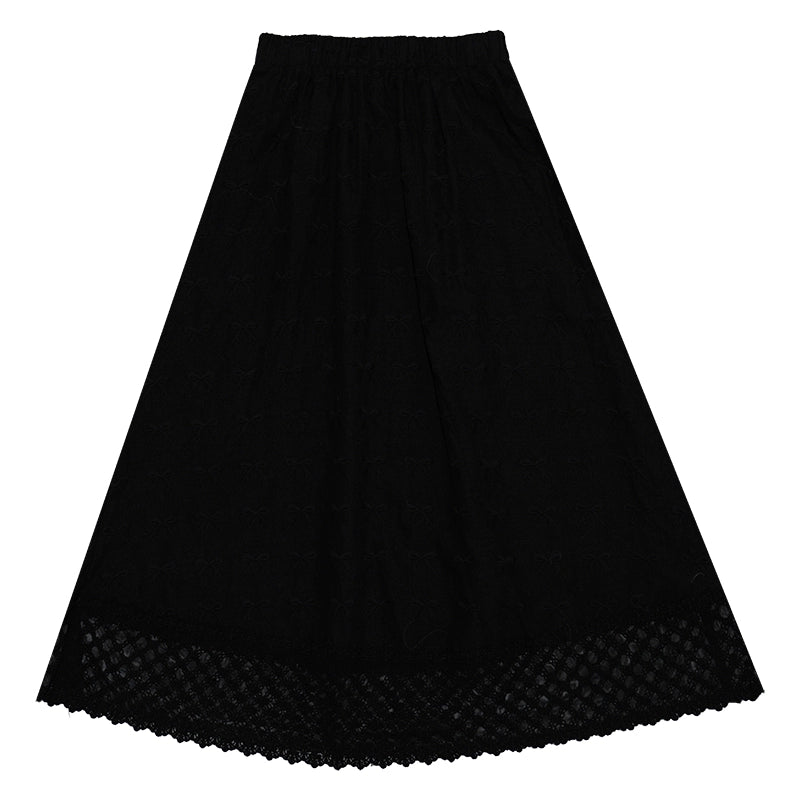 Daytoday_Butterfly_Embroidery_Black_White_Long_Skirt_MISSTT