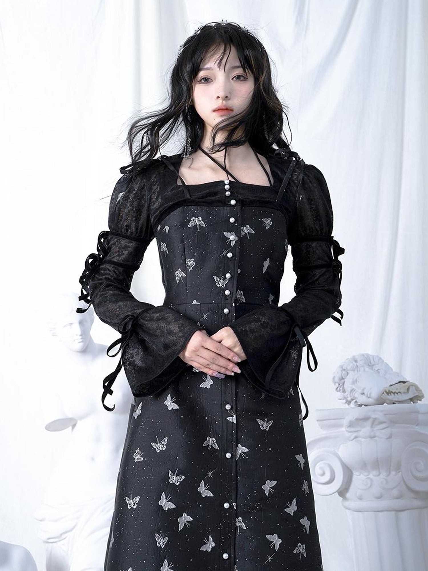 Daytoday Butterfly Jacquard Tie Strap Slim Fit Versatile Camisole Top