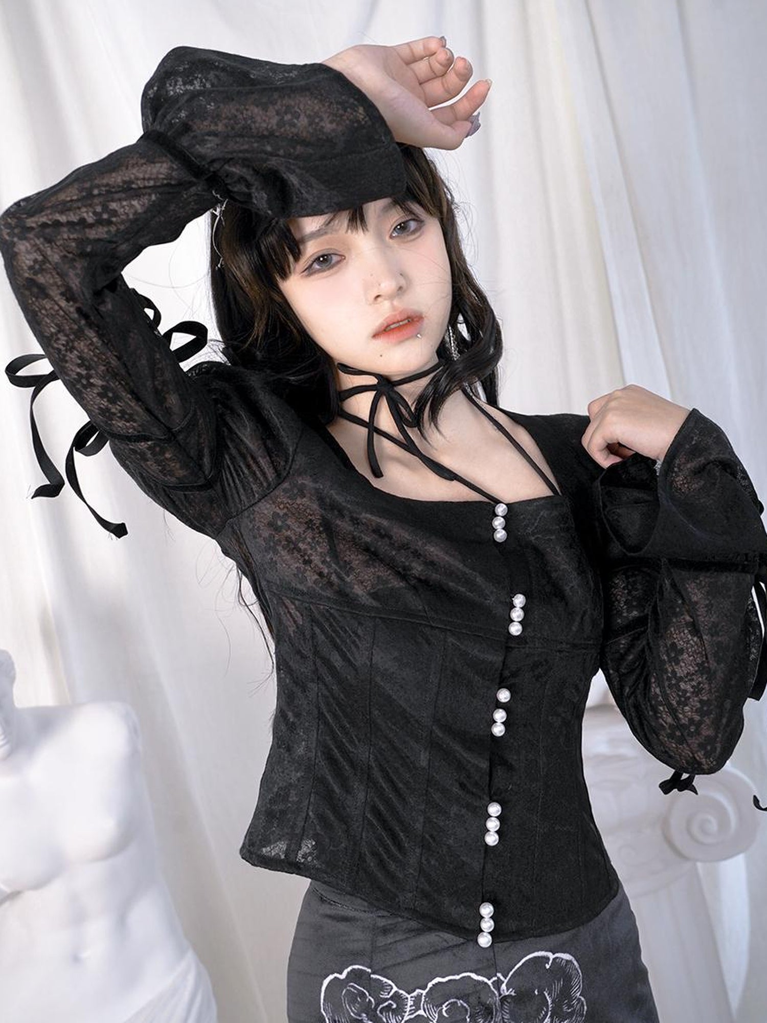 Daytoday Butterfly Jacquard Tie Strap Slim Fit Versatile Camisole Top